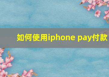 如何使用iphone pay付款